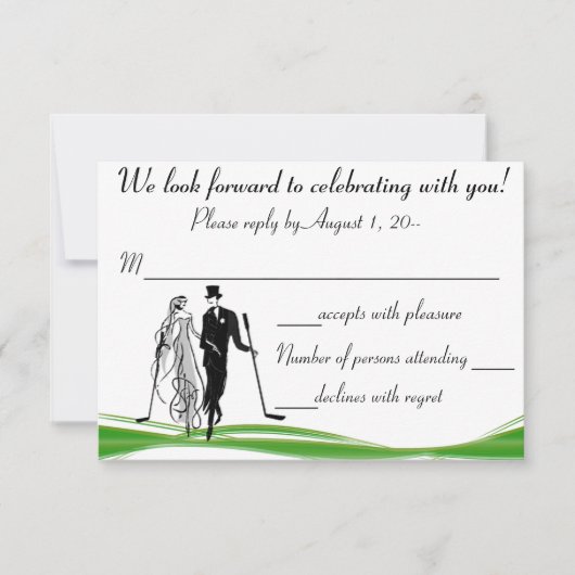 Carte de réponse RSVP pour couple de golf (Devant)