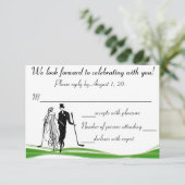 Carte de réponse RSVP pour couple de golf (Debout devant)