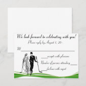 Carte de réponse RSVP pour couple de golf (Devant / Derrière)