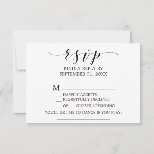 Carte de réponse RSVP pour demande de chanson aqua (Dos)