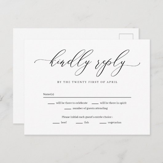 Carte de réponse RSVP pour Forever Love Editable C (Devant / Derrière)