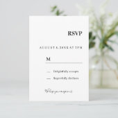 Carte de réponse RSVP pour invitation de mariage (Debout devant)