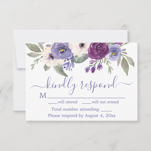 Carte de réponse RSVP pour invitation de mariage f (Devant)