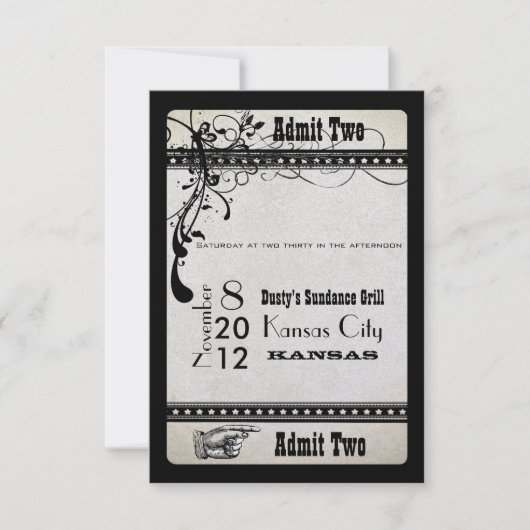 Carte de réponse RSVP pour le billet de spectacle  (Devant)