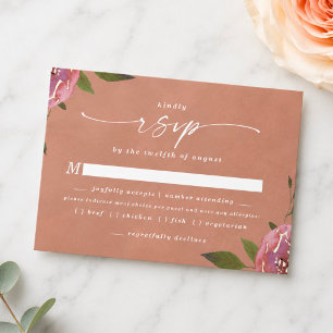 Carte de réponse RSVP pour le choix de repas Chic
