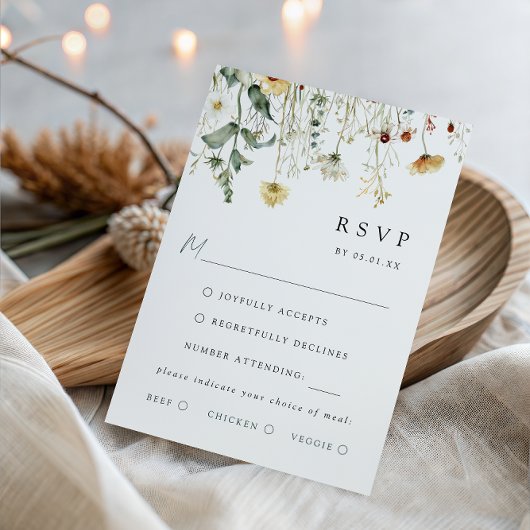 Carte de réponse RSVP pour le choix de repas de ma