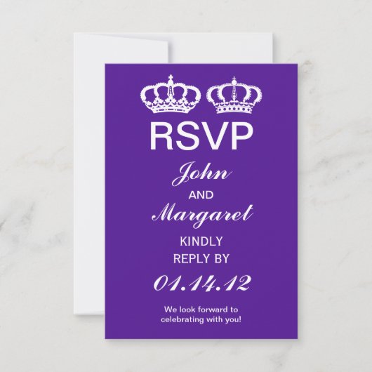 Carte de réponse RSVP pour le couple royal pourpre (Devant)