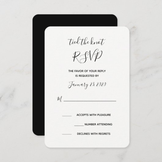 Carte de réponse RSVP pour le mariage (Devant / Derrière)