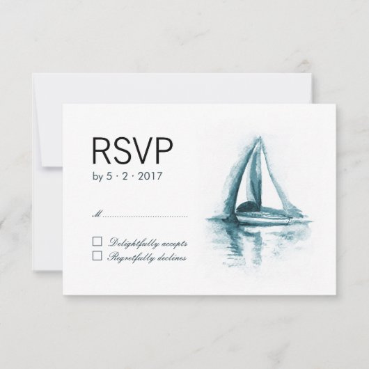 Carte de réponse RSVP pour le mariage de bateau à  (Devant)