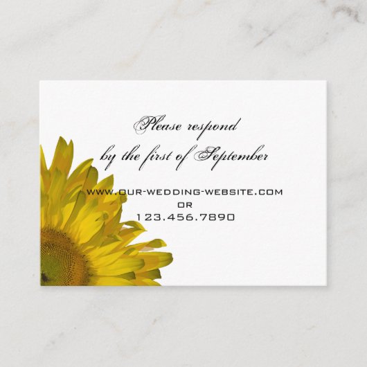 Carte de réponse RSVP pour le mariage du tournesol (Devant)