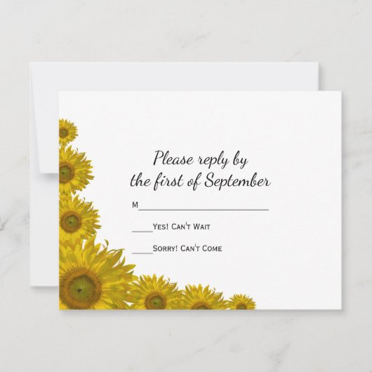 Carte de réponse RSVP pour le mariage du tournesol (Devant)