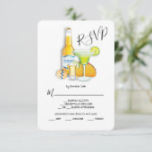 Carte de réponse RSVP pour le menu Tacos Tequila & (Debout devant)