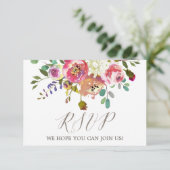 Carte de réponse RSVP pour le site Web du bouquet  (Debout devant)