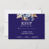 Carte de réponse RSVP pour les choix de menu Bleu  (Devant)