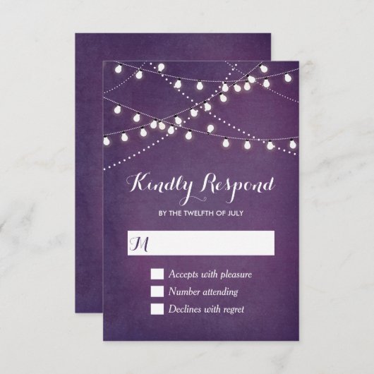 Carte de réponse RSVP pour lumières de chaîne d'ét (Devant / Derrière)