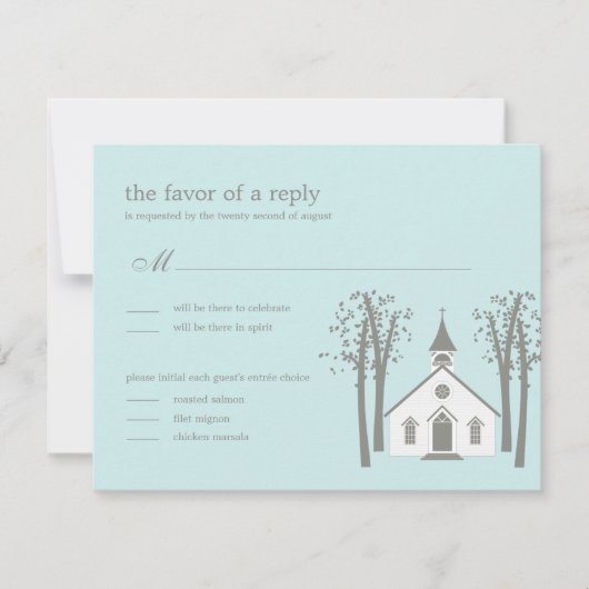 Carte de réponse RSVP pour mariage à la chapelle f (Devant)
