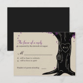 Carte de réponse RSVP pour mariage au chêne (Devant / Derrière)