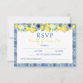 Carte de réponse RSVP pour mariage au citron médit (Devant)