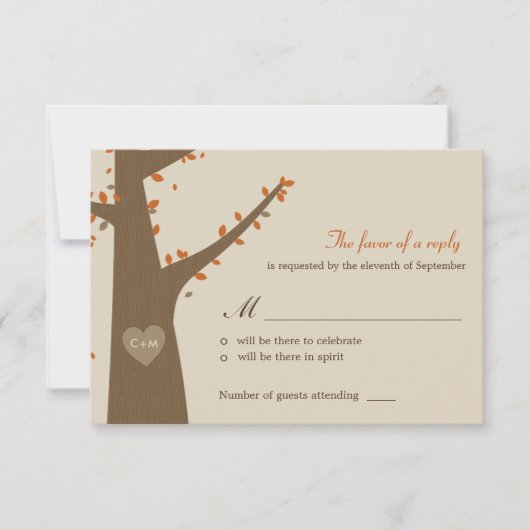 Carte de réponse RSVP pour mariage aux chouettes d (Devant)