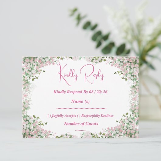 Carte de réponse RSVP pour mariage avec arche flor (Debout devant)