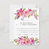 Carte de réponse RSVP pour mariage avec des roses (Dos)