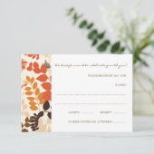 Carte de réponse RSVP pour mariage Collage de feui (Debout devant)