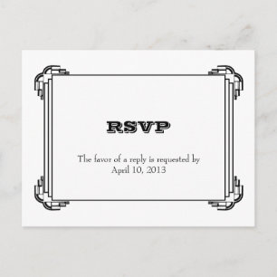 Carte de réponse RSVP pour mariage dans cadre noir