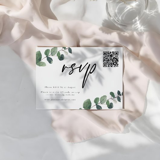 Carte de réponse RSVP pour mariage Élégance Verte