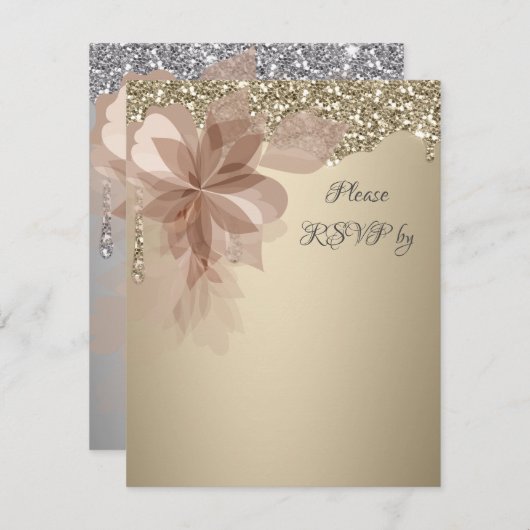 Carte de réponse RSVP pour mariage Elegant Extrava (Devant / Derrière)