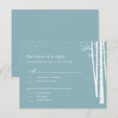 Carte de réponse RSVP pour mariage en forêt hivern (Devant / Derrière)