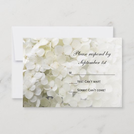 Carte de réponse RSVP pour mariage floral Hydrange (Devant)