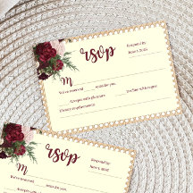 Carte de réponse RSVP pour mariage floral rustique