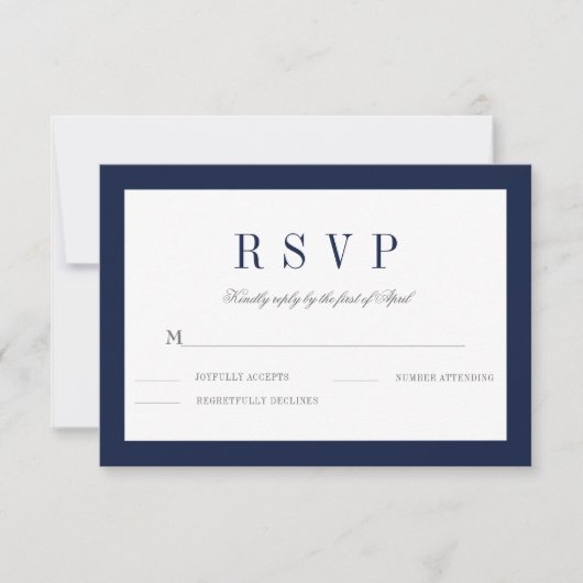 Carte de réponse RSVP pour mariage frontalier clas (Devant)