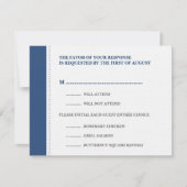 Carte de réponse RSVP pour mariage frontière bleu  (Devant)