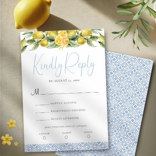 Carte de réponse RSVP pour mariage méditerranéen L