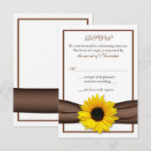 Carte de réponse RSVP pour mariage Ruban marron To (Devant / Derrière)