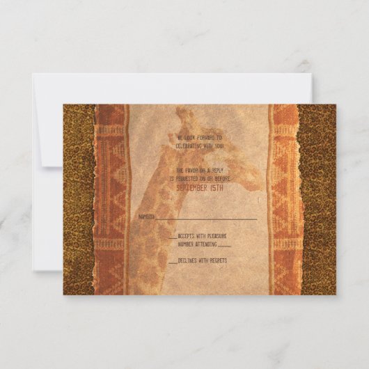 Carte de réponse RSVP pour mariage Safari africain (Dos)
