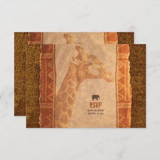 Carte de réponse RSVP pour mariage Safari africain (Devant / Derrière)