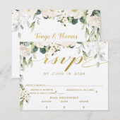 Carte de réponse RSVP pour mariage White Peony Epi (Devant / Derrière)