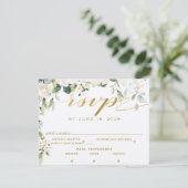 Carte de réponse RSVP pour mariage White Peony Epi (Debout devant)