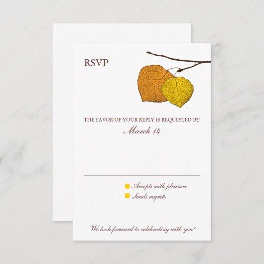 Carte de réponse RSVP pour paire de trembles d'aut (Devant / Derrière)