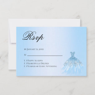 Carte de réponse RSVP pour Quinceanera bleue