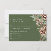 Carte de réponse RSVP pour un hiver vert (Devant)