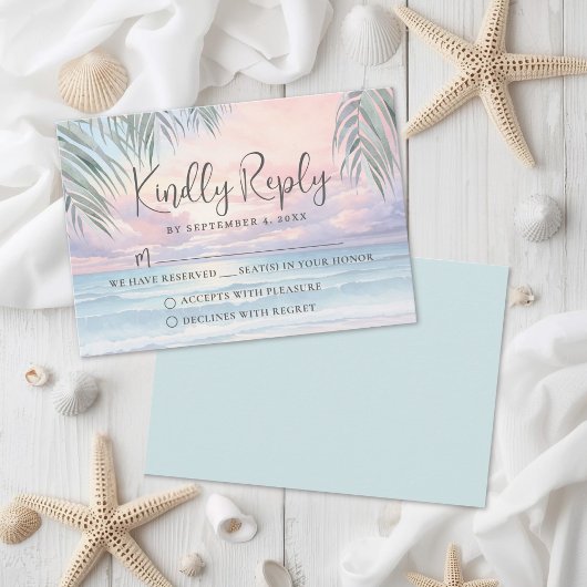 Carte de réponse RSVP pour un mariage sur la plage