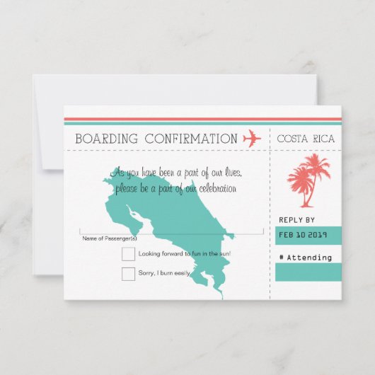 Carte de réponse RSVP pour un passeport d'embarque (Devant)