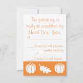 Carte de réponse RSVP Pumpkin Patch en orange (Dos)