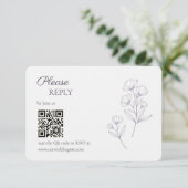 Carte de réponse RSVP Purple Script Line Art (Debout devant)