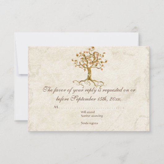 Carte de réponse RSVP Racines d'arbre tourbillonna (Devant)