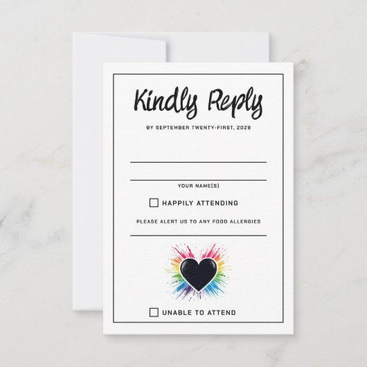 Carte de réponse RSVP Rainbow Burst (Devant)