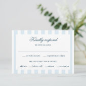 Carte de réponse RSVP rayée bleue (Debout devant)